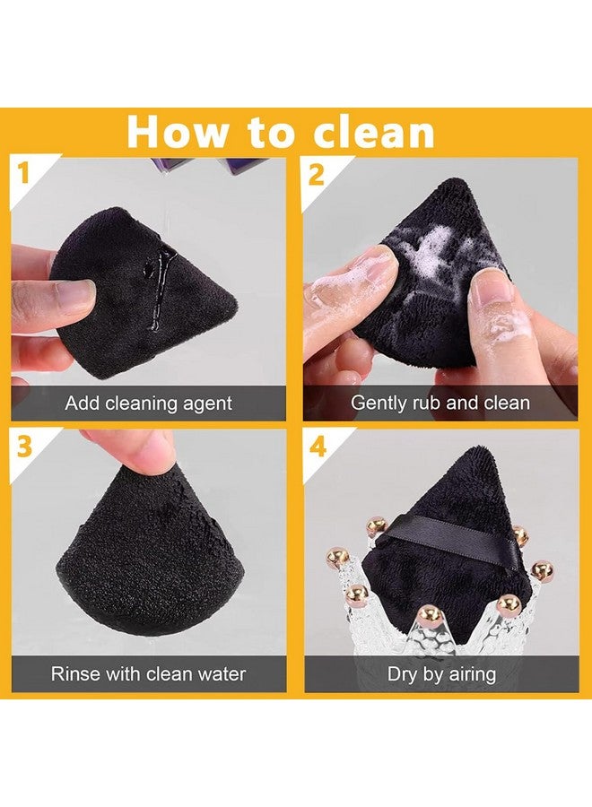 MAYCREATE® 4pcs Triangle Powder Puff Makeup Sponge Puff Makeup Puff for Face Powder Loose Powder, Skin-Friendly Beauty Makeup Tools, Wet and Dry Use - Black - Image 5