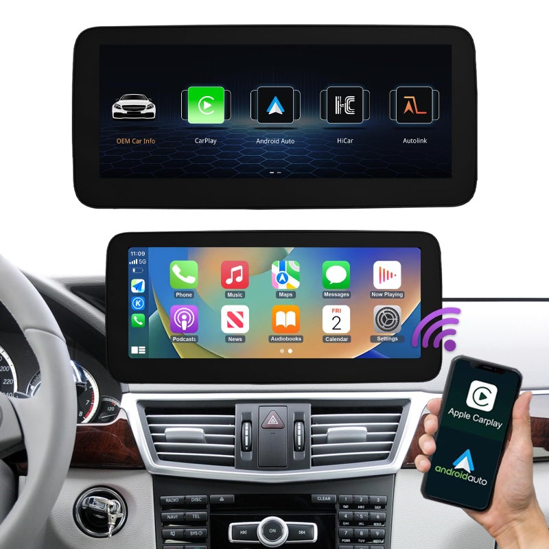 NINETOM 123 inch Touchscreen Wireless CarPlay Android Auto Multimedia Car Radio Receiver Compatible with Mercedes Benz E Class W212 with NTG4547 System 20132015