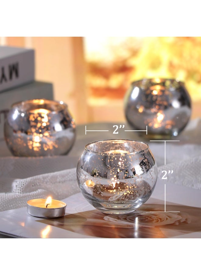 LAMORGIFT Silver Votive Candle Holders Set of 12  Mercury Glass Votives Candle Holder  Christmas Tealight Candle Holder for Home Decor and WeddingsParties Table Centerpieces - Image 2