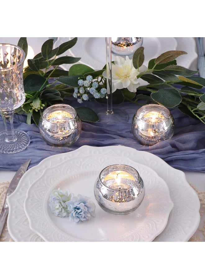 LAMORGIFT Silver Votive Candle Holders Set of 12  Mercury Glass Votives Candle Holder  Christmas Tealight Candle Holder for Home Decor and WeddingsParties Table Centerpieces - Image 4