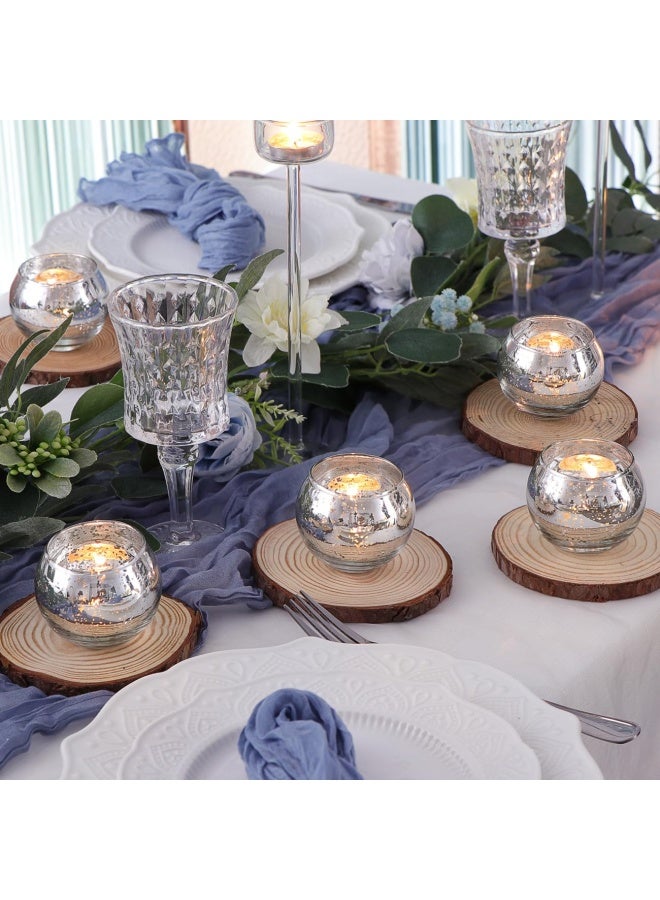 LAMORGIFT Silver Votive Candle Holders Set of 12  Mercury Glass Votives Candle Holder  Christmas Tealight Candle Holder for Home Decor and WeddingsParties Table Centerpieces - Image 3
