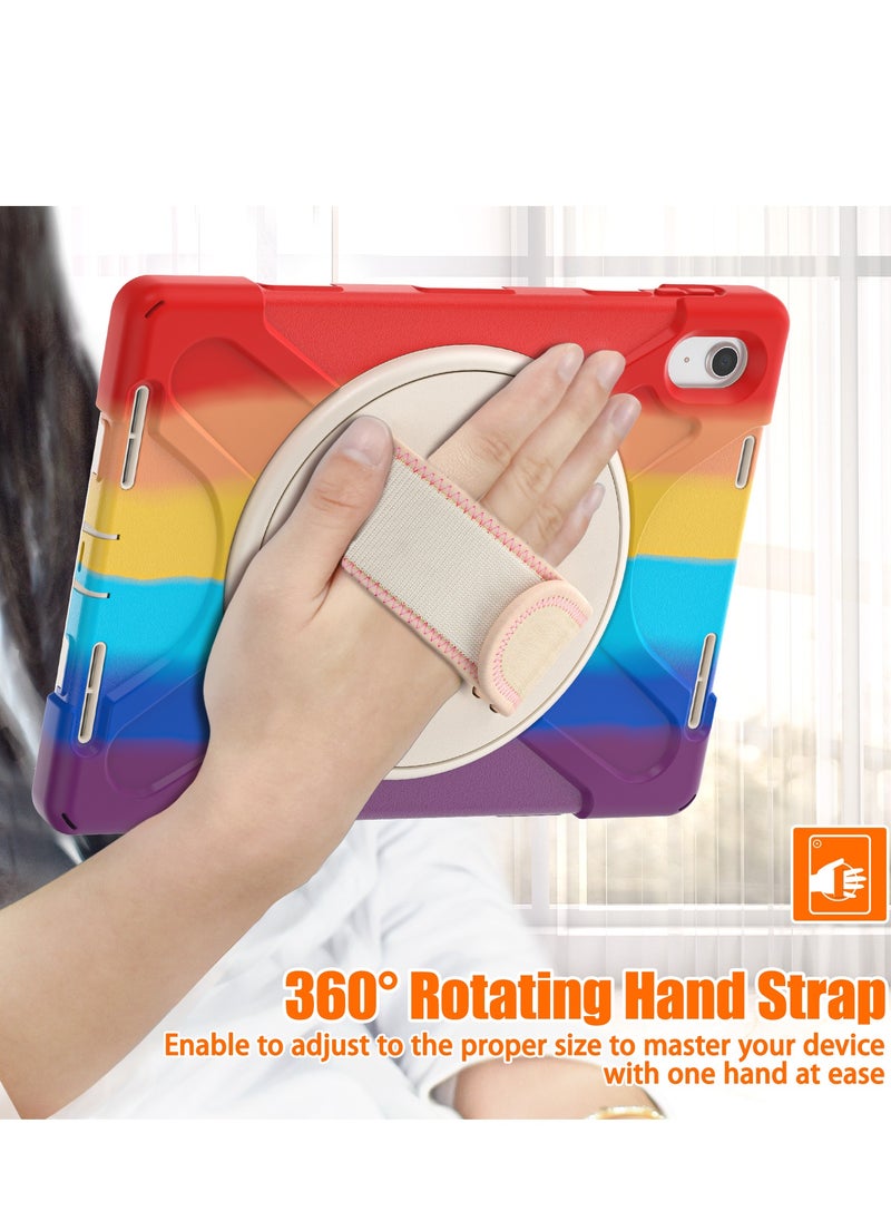 GULFLINK Full Body Cover with 360 Rotating Hand Strap & Shoulder Strap, Heavy Duty Shockproof Case for  ipad 10th 10.9 inch 2022（A2757/A2777）Colourful red  - Image 4