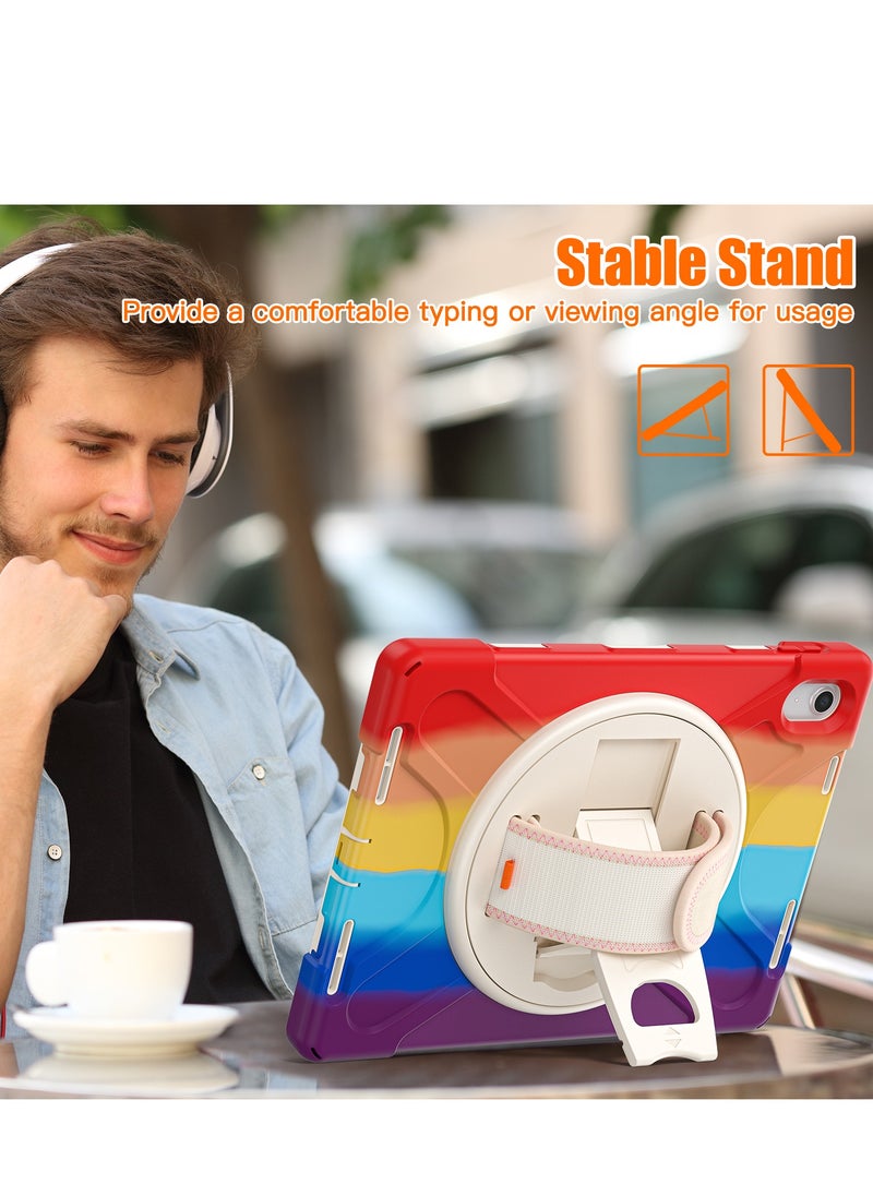 GULFLINK Full Body Cover with 360 Rotating Hand Strap & Shoulder Strap, Heavy Duty Shockproof Case for  ipad 10th 10.9 inch 2022（A2757/A2777）Colourful red  - Image 3