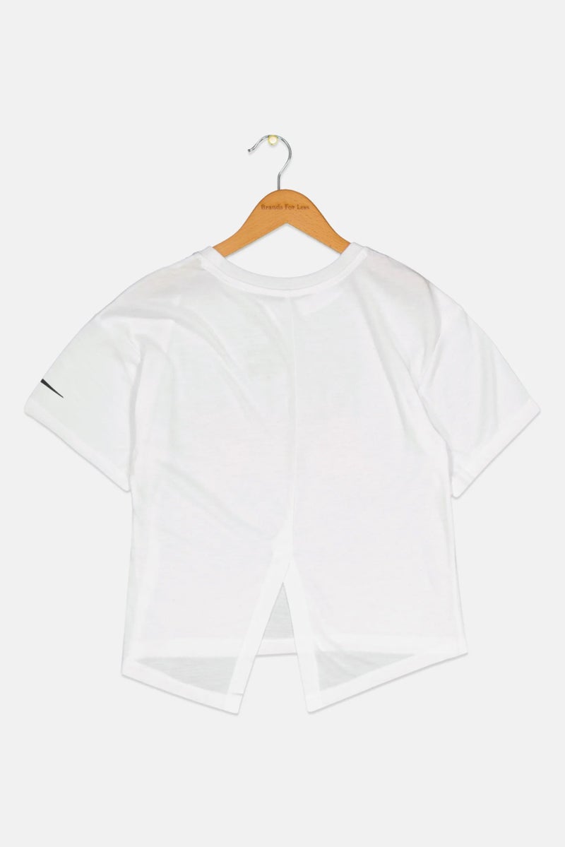 Nike 3Brand by Russell Wilson Kids Girl Sportswear Fit Crew Neck Graphic Top, White - Image 3