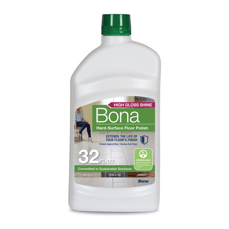 BONA بونا ملمع الأرضيات متعدد الأسطح - 32 أونصة سائلة - لمعان عالي - 32 أونصة تغطي 500 قدم مربع من الأرضيات - للاستخدام على الحجر، البلاط، اللامينيت، والأرضيات الفينيل - Image 1