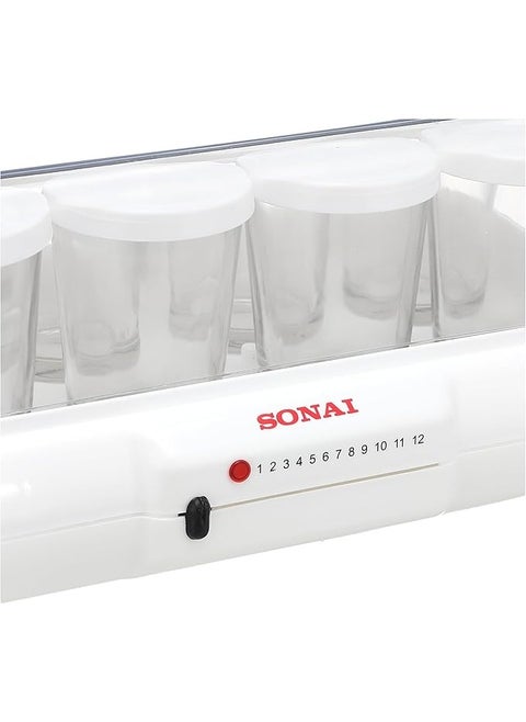 Sonai Yoghurt Maker, 8 Cups, 10 Watt, light indicator, White - MAR-1008