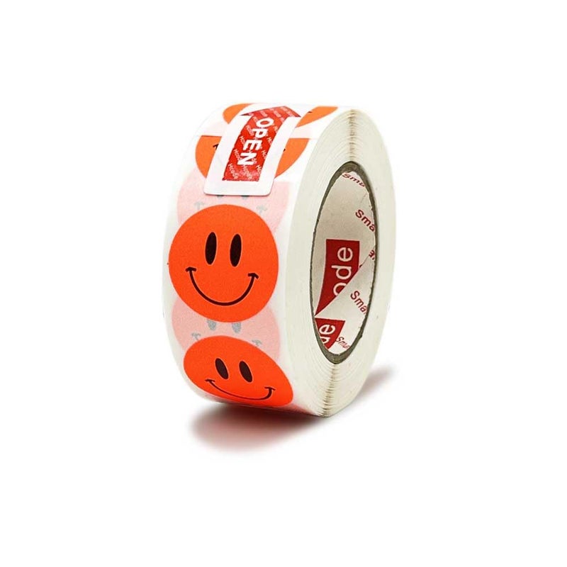 Hcode Round Happy Face Stickers Roll Circle Dots Paper Labels Reward Stickers Teachers Stickers 500 Pieces per Roll
