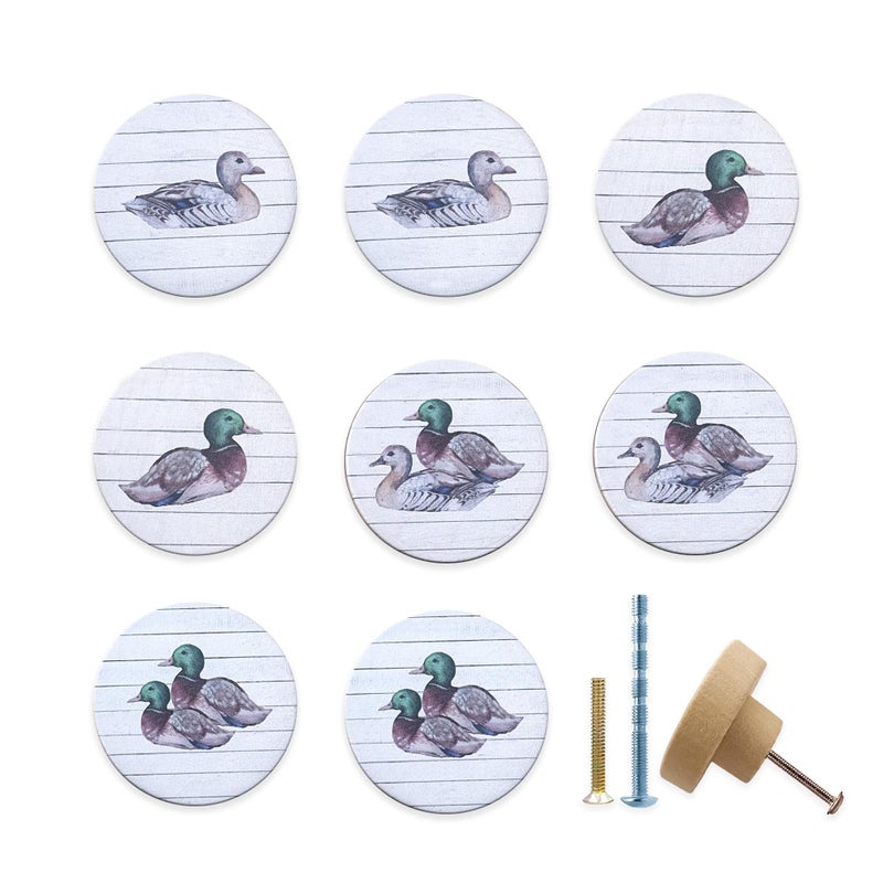Lasyman Wooden Animal Duck Cabinet Drawer Knobs 8Pack Wood Unique Furniture Dresser Drawer Pulls Handles and Knobs 1818inch - Image 2