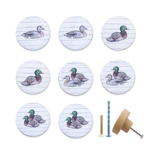 Lasyman Wooden Animal Duck Cabinet Drawer Knobs 8Pack Wood Unique Furniture Dresser Drawer Pulls Handles and Knobs 1818inch - Image 1