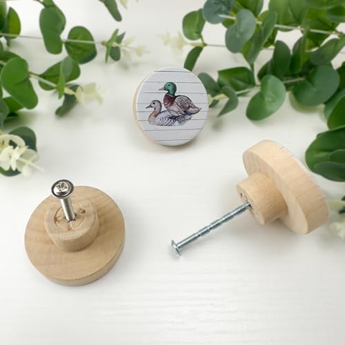 Lasyman Wooden Animal Duck Cabinet Drawer Knobs 8Pack Wood Unique Furniture Dresser Drawer Pulls Handles and Knobs 1818inch - Image 3