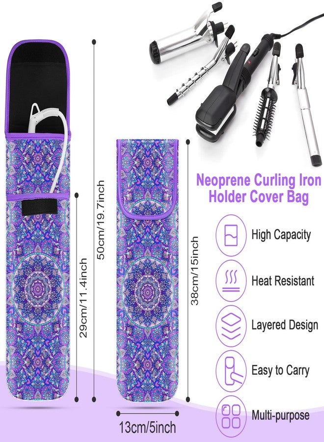 Shappy 2 Pcs Heat Resistant Hair Tools Bag Curling Iron Travel Case Cover Neoprene Flat Iron Holder Travel Case and Silicone Mat Pouch for Hot Hair Tools Storage Organizer(Mandragora) - Image 2