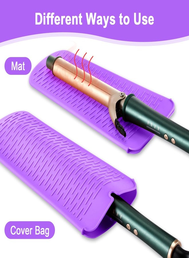 Shappy 2 Pcs Heat Resistant Hair Tools Bag Curling Iron Travel Case Cover Neoprene Flat Iron Holder Travel Case and Silicone Mat Pouch for Hot Hair Tools Storage Organizer(Mandragora) - Image 5