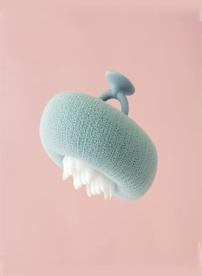SquarezhenBo 1Pc Blue Suction Cup Soft Bath Ball,11×9cm Sunflower Exfoliating Body Scrubber,Bath Loofah Sponges Sponge for Women and Men,Bathing Accessories - Image 1