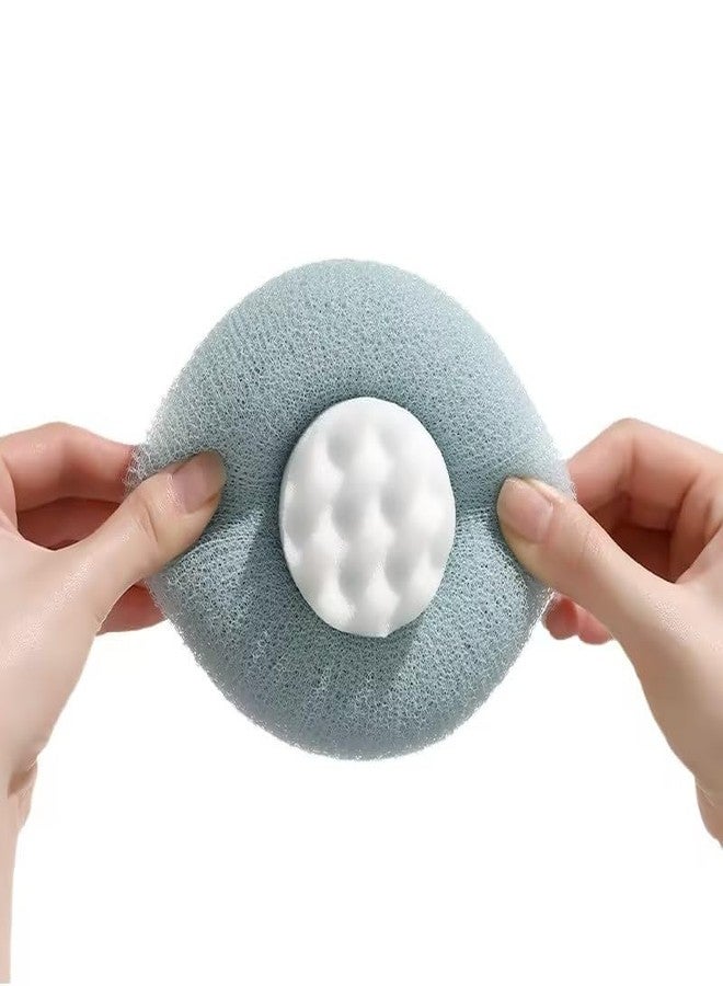SquarezhenBo 1Pc Blue Suction Cup Soft Bath Ball,11×9cm Sunflower Exfoliating Body Scrubber,Bath Loofah Sponges Sponge for Women and Men,Bathing Accessories - Image 2