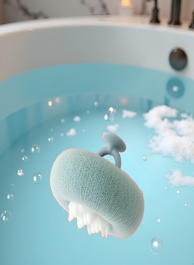 SquarezhenBo 1Pc Blue Suction Cup Soft Bath Ball,11×9cm Sunflower Exfoliating Body Scrubber,Bath Loofah Sponges Sponge for Women and Men,Bathing Accessories - Image 5