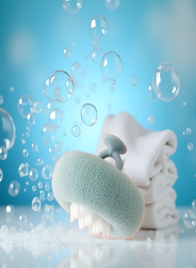 SquarezhenBo 1Pc Blue Suction Cup Soft Bath Ball,11×9cm Sunflower Exfoliating Body Scrubber,Bath Loofah Sponges Sponge for Women and Men,Bathing Accessories - Image 3