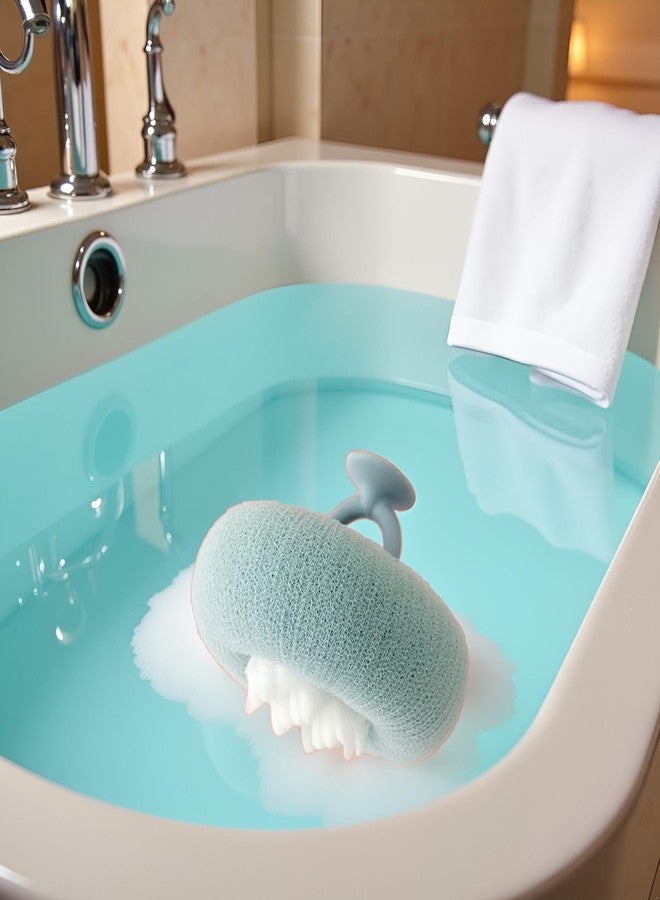 SquarezhenBo 1Pc Blue Suction Cup Soft Bath Ball,11×9cm Sunflower Exfoliating Body Scrubber,Bath Loofah Sponges Sponge for Women and Men,Bathing Accessories - Image 4