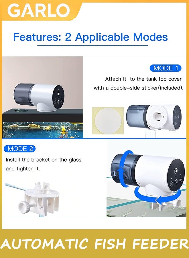 Garlo Aquarium Automatic Fish Feeder: Vacation Timer Feeder for Fish Tank Electric Adjustable Auto Fish Food Dispenser 0.05 Gal & Two Fixed Methods (white)  - Image 5