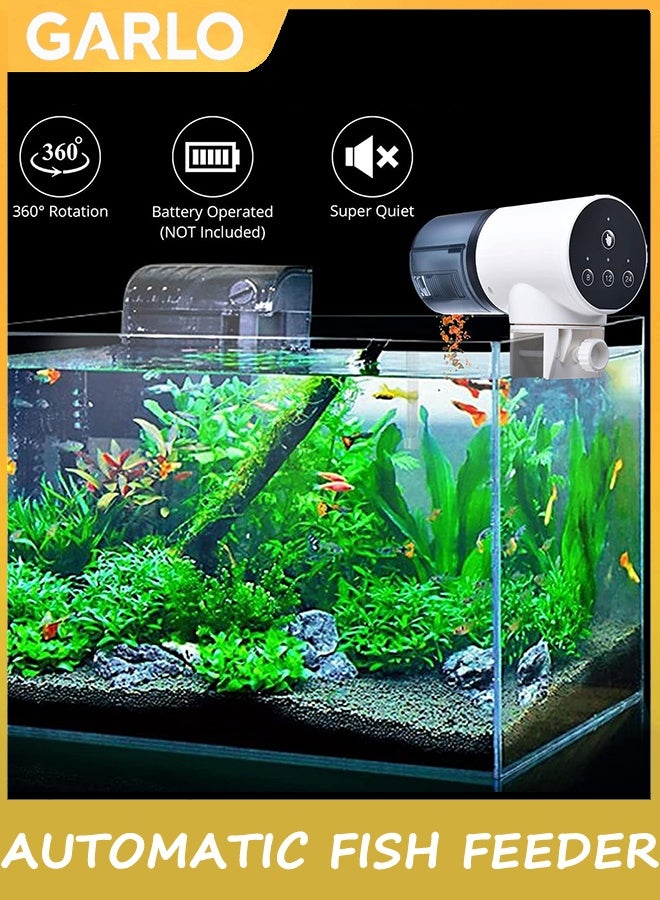 Garlo Aquarium Automatic Fish Feeder: Vacation Timer Feeder for Fish Tank Electric Adjustable Auto Fish Food Dispenser 0.05 Gal & Two Fixed Methods (white)  - Image 3