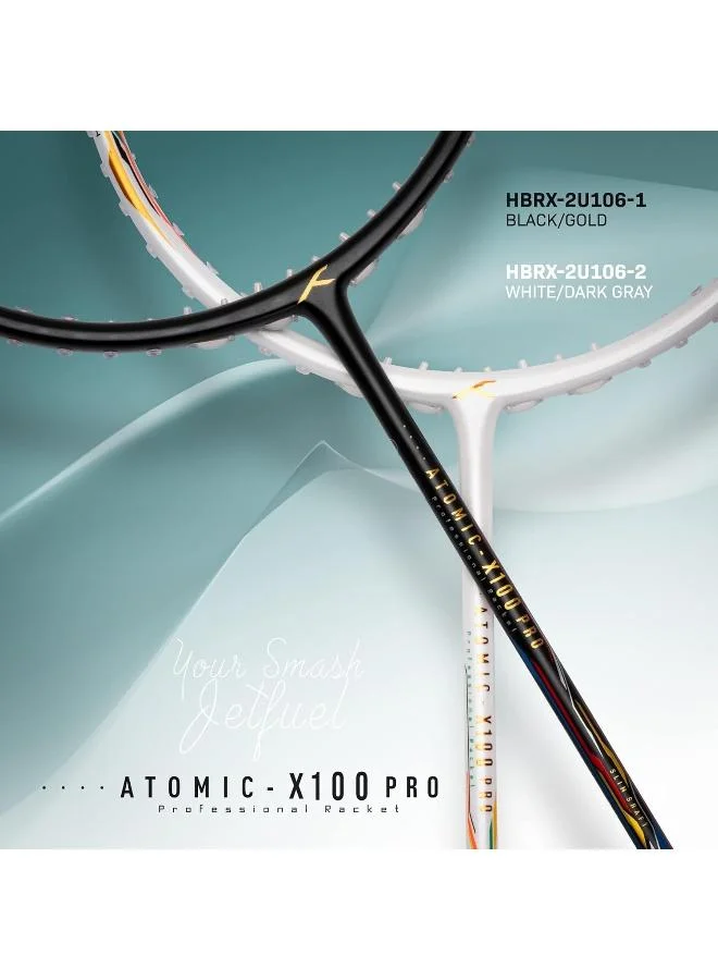 Hundred  Hundred Atomic-X100 Pro Carbon Fibre Unstrung Badminton Racket With Full Racket Cover For Intermediate Players  | Best Price UAE