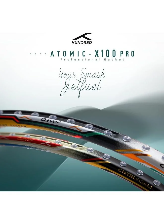 Hundred  Hundred Atomic-X100 Pro Carbon Fibre Unstrung Badminton Racket With Full Racket Cover For Intermediate Players  | Best Price UAE