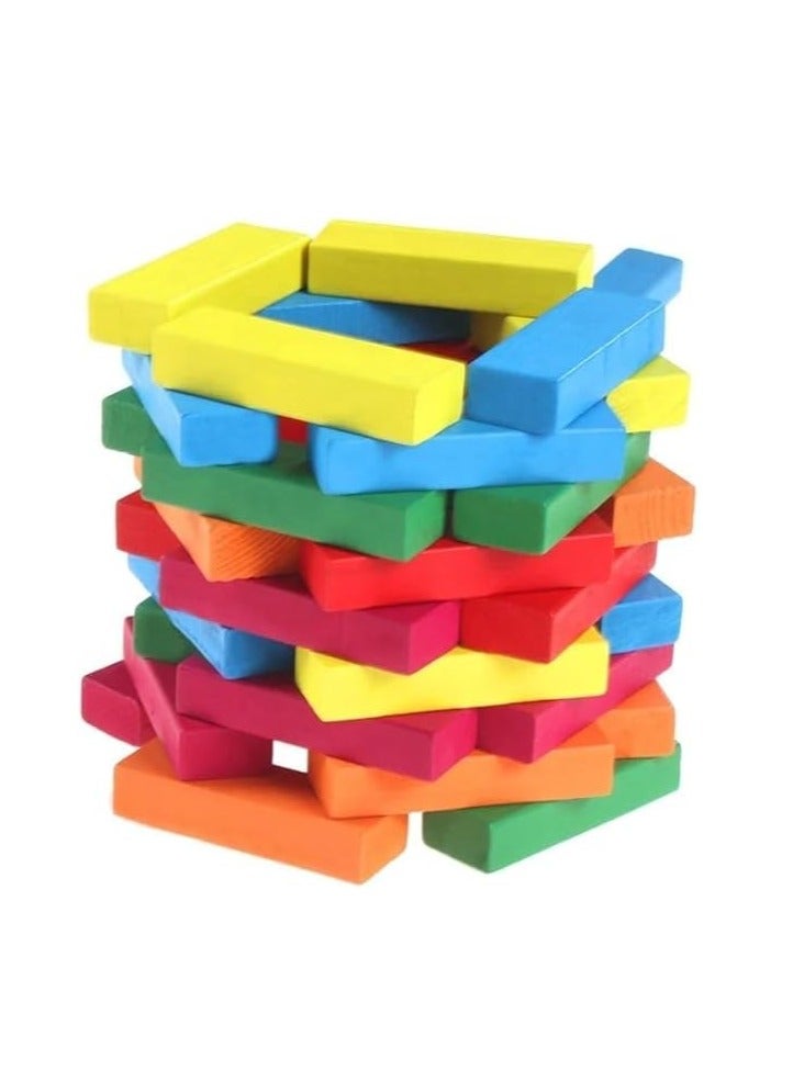 54 Piece Wooden Balance Tower Block Game - Fun Challenge for Family and Friends - Vibrant Colors - Suitable for All Ages - Develops Focus and Strategic Thinking - Perfect for Gifts and Home Entertainment  - Image 3