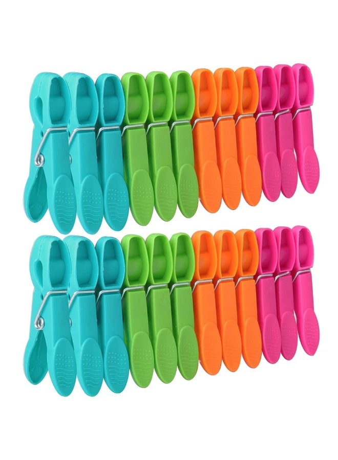 BAIJIN Clothes Pegs, 24 Packs With Durable Spring for Washing Line - 4 Colors Plastic Non-Slip Pegs for Outside Use - Image 1