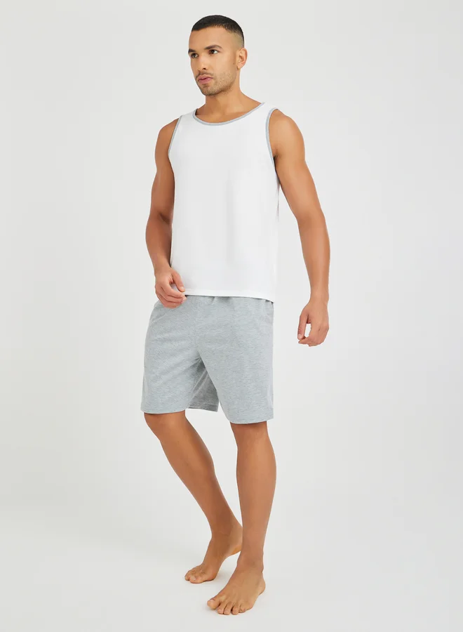 Styli Styli Solid Regular Fit Tank and Shorts Set