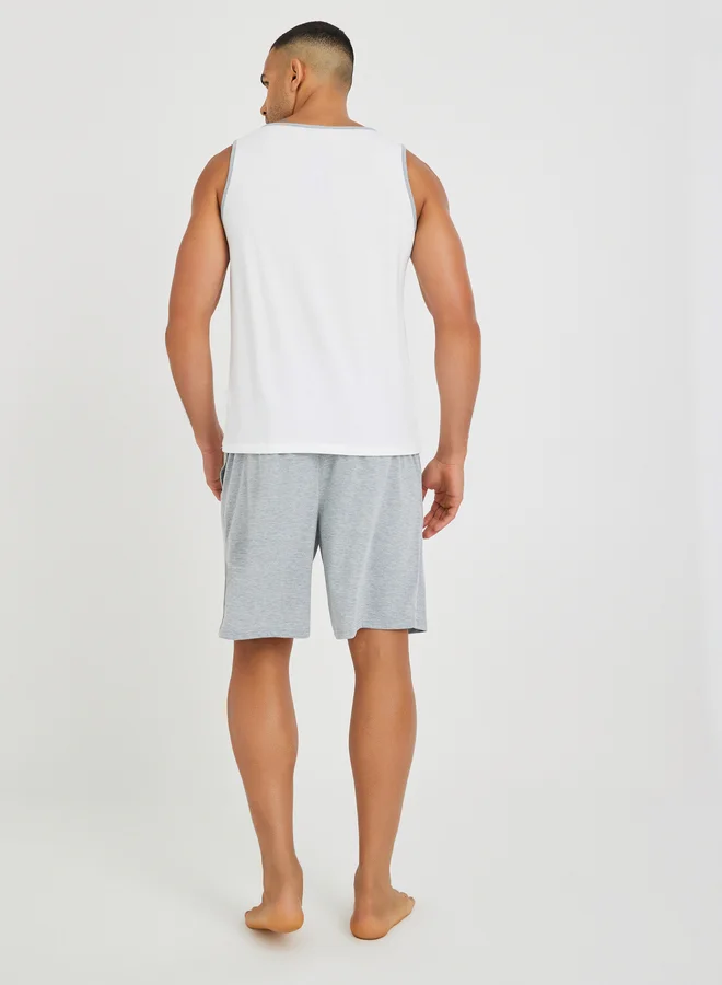 Styli Styli Solid Regular Fit Tank and Shorts Set