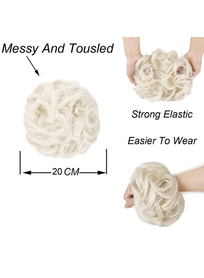 Elaine Big Messy Bun Extension Curly Hair Buns Hair Pieces for Women Synthetic Wavy Large Scrunchies Thick Updo Ponytail (Ash Platinum Blonde -#36) - Image 4