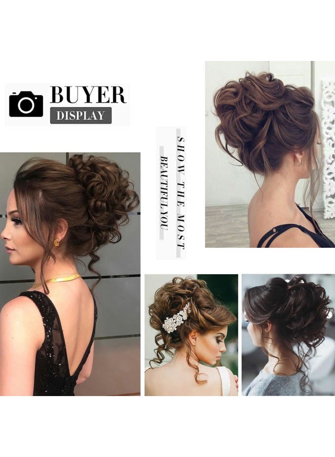 Elaine Big Messy Bun Extension Curly Hair Buns Hair Pieces for Women Synthetic Wavy Large Scrunchies Thick Updo Ponytail (Ash Platinum Blonde -#36) - Image 5