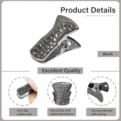 YUCHIYA 35 Pack Mini Metal Alligator Clips for Crafts Non-Slip Silicone-Coated Retro DIY Badge Small Spring Clips (Black) - Image 3