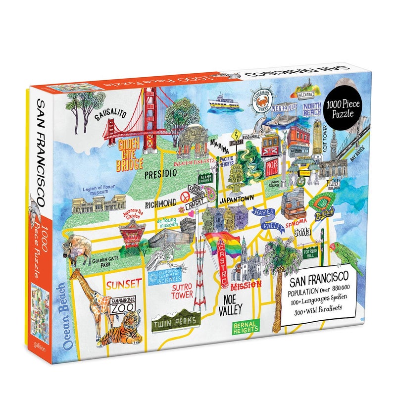 Galison San Francisco Puzzle, 1000 Pieces, 20” x 27” – Jigsaw Puzzle Featuring a Map of Famous San Francisco Landmarks – Thick, Sturdy Pieces, Challenging Family Activity, Great Gift Idea - Image 2