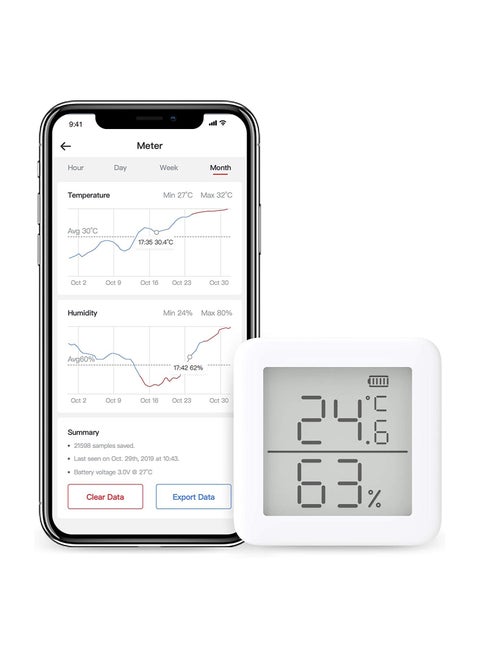 Smart IR Remote & Thermometer Hygrometer, Smart Home iPhone Android Compatible with Alexa, Google Home, Siri, IFTTT - White