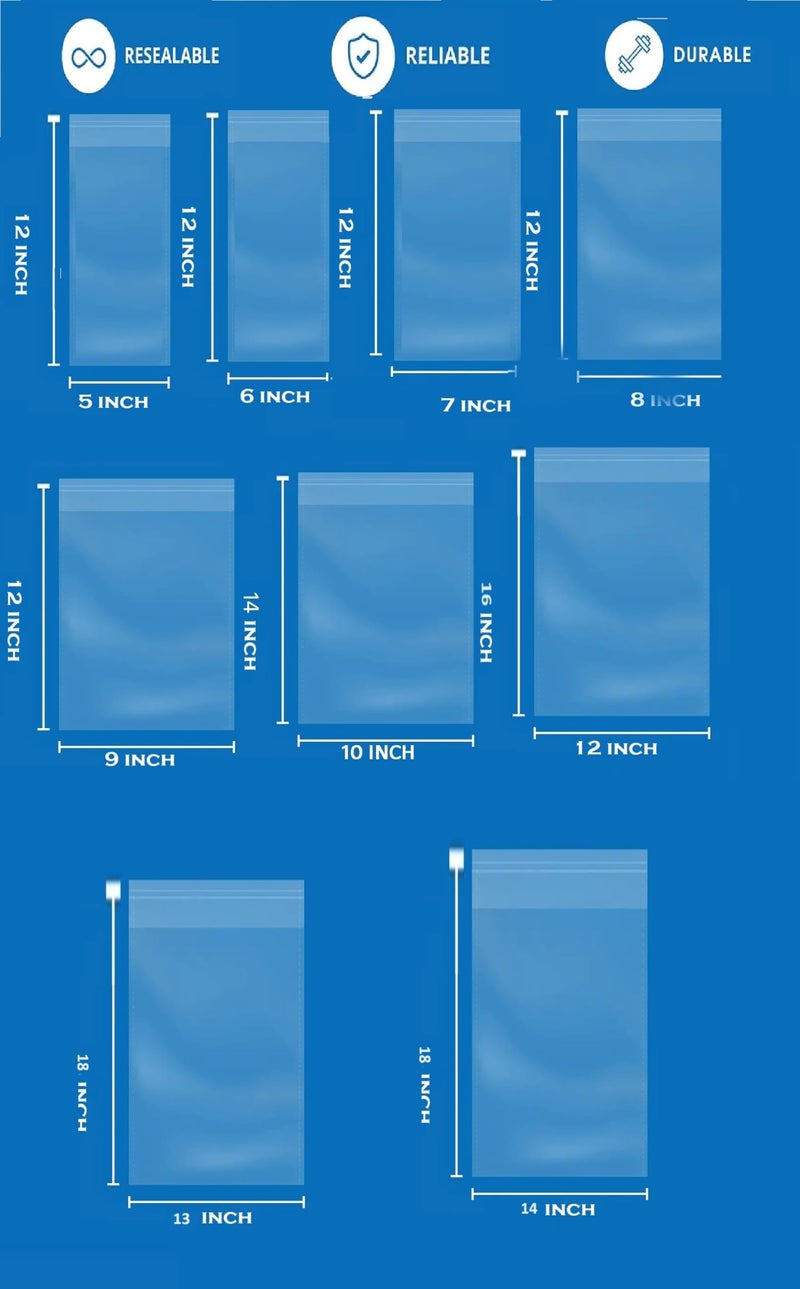 V4L Plastic Packing Clear Bags Transparent Pouches For Garments Clothes Saree Shirt Etc Self Adhesive Bopp Bags Seal Bag For Multipurpose Size 14X18"Inch Pack Of 100,Multicolor - Image 3