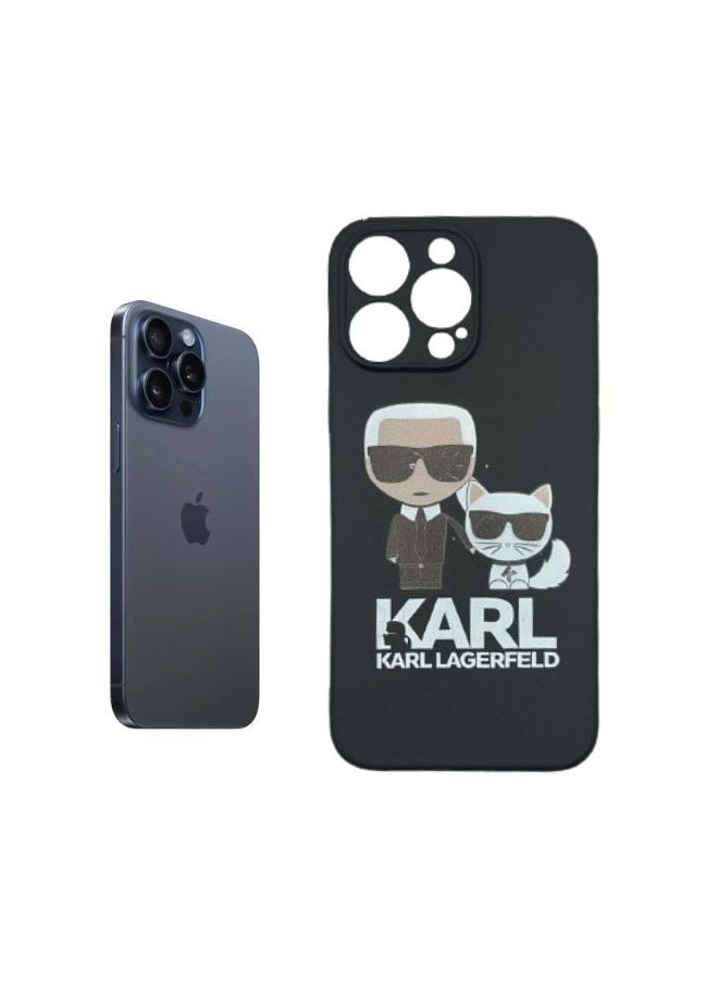 Karl Lagerfeld Karl Lagerfeld cover case Karl & Choupette Bodies Embossed For iPhone 15 pro max  - Image 1