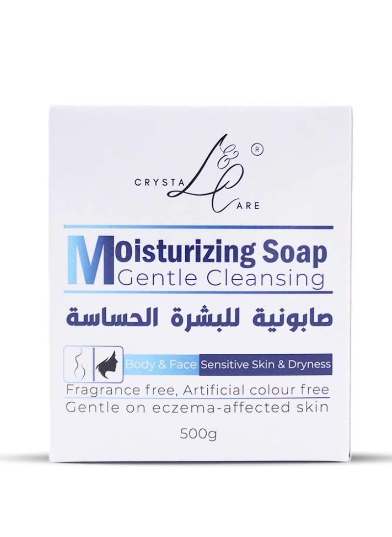 crystal & care - Crystal & Care Gentle Moisturizing and Cleansing Soap - Specially formulated for sensitive and dry skin, free of perfumes and artificial ingredients, ideal for face and body, 500g size for long-lasting softness and freshness - Image 1