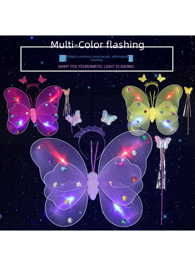 Glowing Toy Cars For Kids - Colorful Led Light-up Vehicles Sound Effects - Ideal Gift For Children's Playtime Fun-Color:20-light Double-layer Rainbow Wings + Luminous Baby's Breath Skirt Four-piece Set  - Image 2