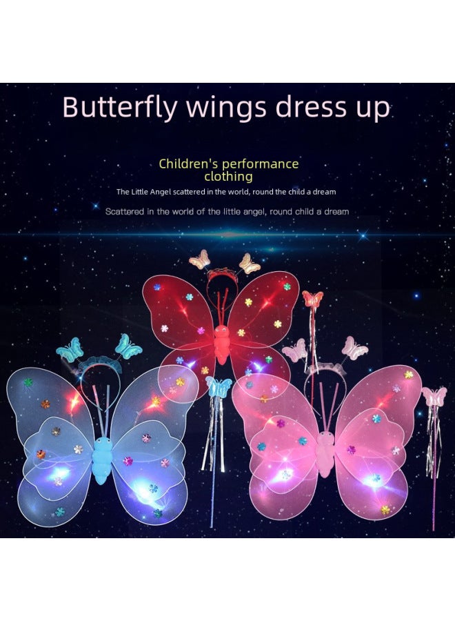 Glowing Toy Cars For Kids - Colorful Led Light-up Vehicles Sound Effects - Ideal Gift For Children's Playtime Fun-Color:20-light Double-layer Rainbow Wings + Luminous Baby's Breath Skirt Four-piece Set  - Image 1