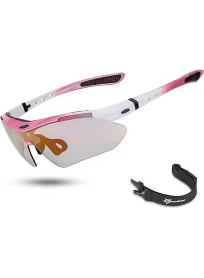 روكبروز نظارات شمسية رياضية فوتوكرومية من ROCKBROS للرجال، نظارات بيكلبول، نظارات ركوب الدراجات، نظارات شمسية للدراجات الجبلية، مع شريط مطاطي قابل للإزالة - Image 1