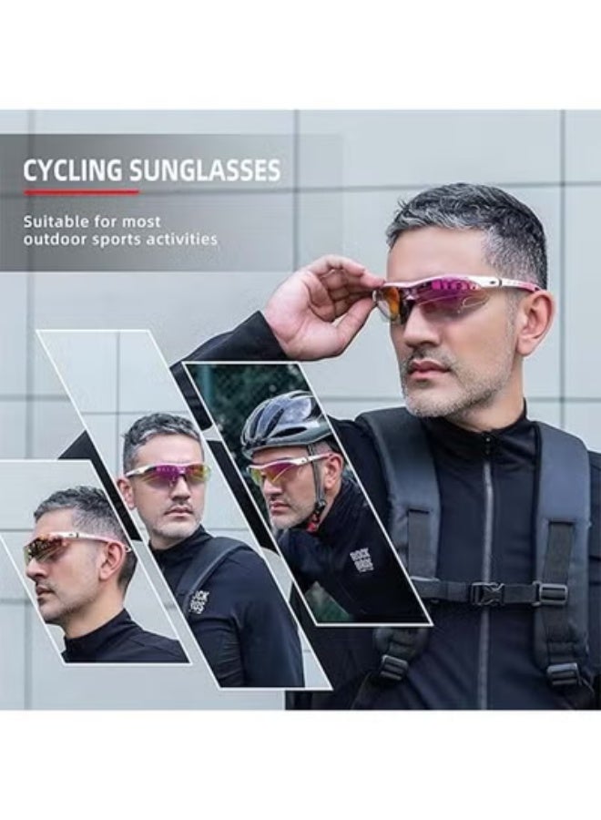 روكبروز نظارات شمسية رياضية فوتوكرومية من ROCKBROS للرجال، نظارات بيكلبول، نظارات ركوب الدراجات، نظارات شمسية للدراجات الجبلية، مع شريط مطاطي قابل للإزالة - Image 2