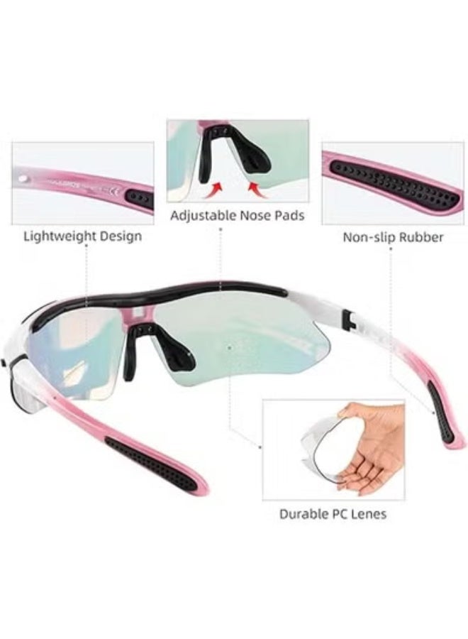 روكبروز نظارات شمسية رياضية فوتوكرومية من ROCKBROS للرجال، نظارات بيكلبول، نظارات ركوب الدراجات، نظارات شمسية للدراجات الجبلية، مع شريط مطاطي قابل للإزالة - Image 3