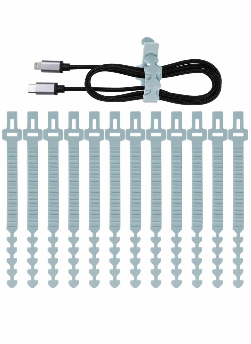 SYOSI Self-Locking Silicone Cable Ties, 9.5Inch Long Cord Organizer for Phone, Computer, TV, All Appliances, Multi-Purpose Wire Management in Home, Kitchen, Office, School, Workshop 12pcs  (Blue)  - Image 1