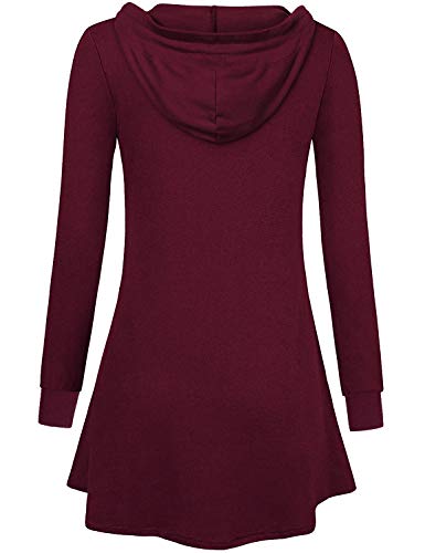 Miusey Fall Clothes for Women,Petite Clothing Zipper Hoodie Tunic Sweatshirts Lightweight Jacket Casual Long Sleeve Cardigan Shirts and Blouse Wine Red M - Image 3