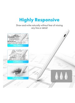 Generic Active Stylus Pen for iPad with Palm Rejection and Tilt Sensor for 2018-2020 Apple iPad Air 4th 3rd Generation and iPad Pro 11 & 12.9-inch 6th 7th 8th Mini 5n White  - Image 2
