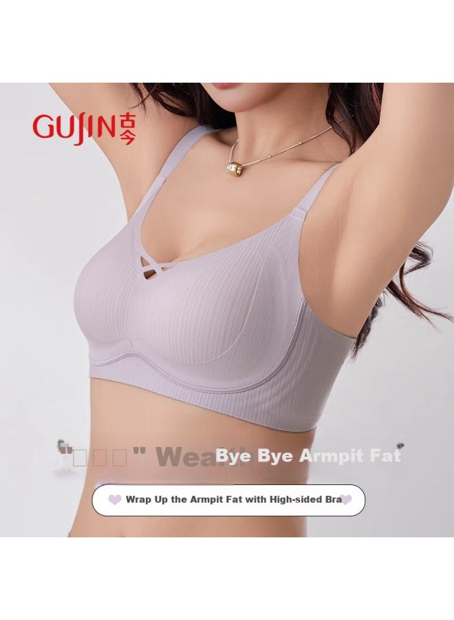 Gujin Push-up Seamless Bra Women's Soft Support Backless Bra White XL - Image 2