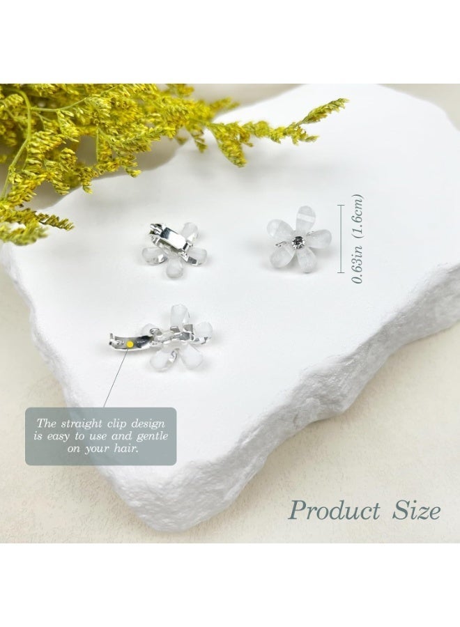 مشابك شعر صغيرة مرصعة بأحجار الراين - على شكل زهرة بيضاء، مشابك شعر مزخرفة للعرائس من النساء والفتيات، إكسسوارات شعر أنيقة وراقية (عبوة من 20 قطعة) - Image 4