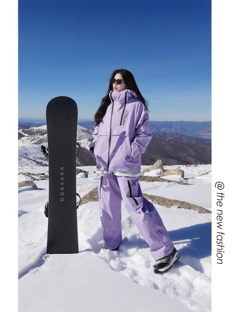 Winter New Waterproof Skiing Leisure Sports Suit Single Board Men'S And Women'S Thickened Warm Two-Piece Set Outdoor Hooded Plus Size Trendy - Image 2