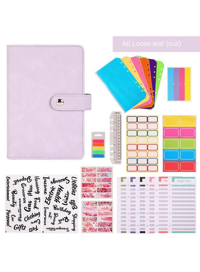 Bluejw Macaron Skin Sense Hand Ledger Suit PVC Budget Card Labeling English Book Magnetic Button Notepad Portable Notes - Image 1