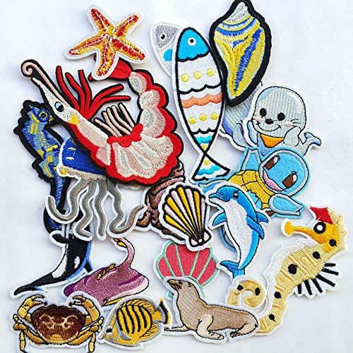 Dandan DIY Kid Embroidered Patch Sew On/Iron On Patch Applique Clothes Dress Plant Hat Jeans Sewing Flowers Applique DIY Accessory (Subsea World) - Image 2